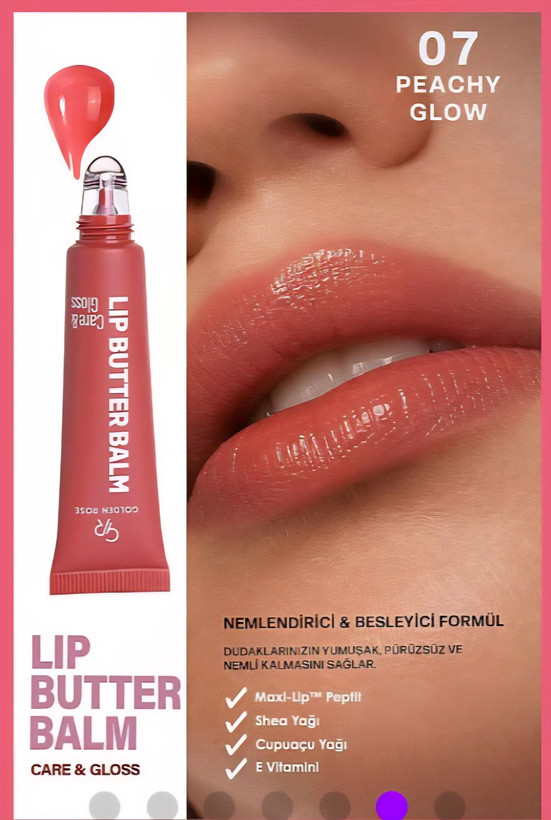بالم لب گلدن رز CARE & GLOSS شماره 07 رنگ PEACHY GLOW